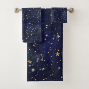 Cielo de Estrellas Azul y Dorado Acuarela Capricho