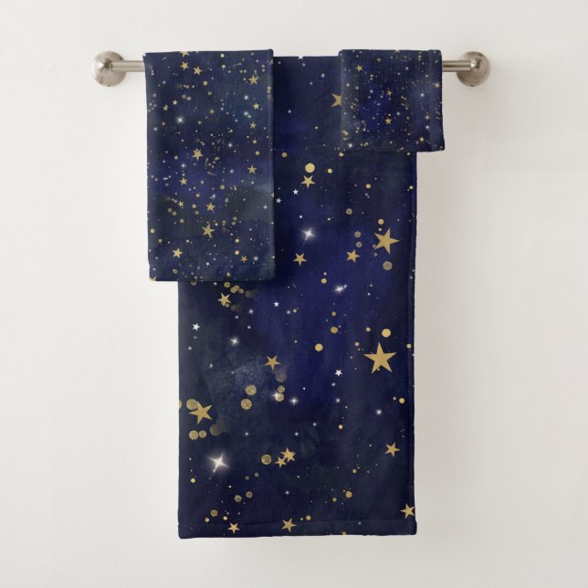 Cielo de Estrellas Azul y Dorado Acuarela Capricho (In situ)