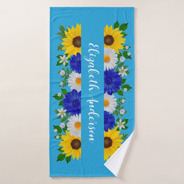 Cielo Floral Azul de Verano (Toalla de baño)