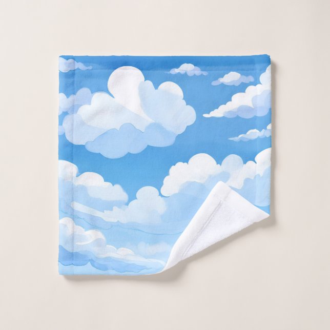 Cielo Lleno de Nubes | Pintura de Cielo Azul Acuar (Toallita)