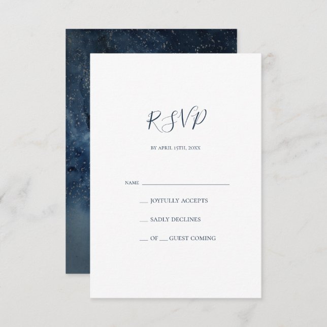 Cielo nocturno celeste | Tarjeta Silver RSVP (Anverso / Reverso)