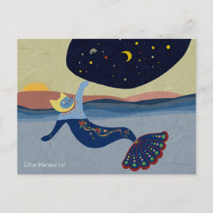 Cielo nocturno del gato Mermaid postal