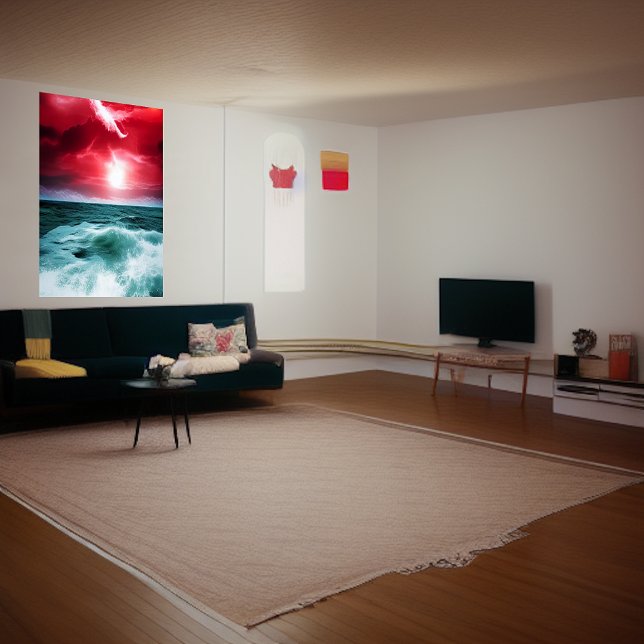 Cielo rojo en el mar | Poster de arte de IA (Subido por el creador)