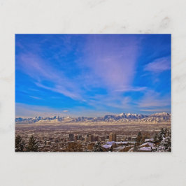 Cielo rosa besado sobre Salt Lake City, postal de 