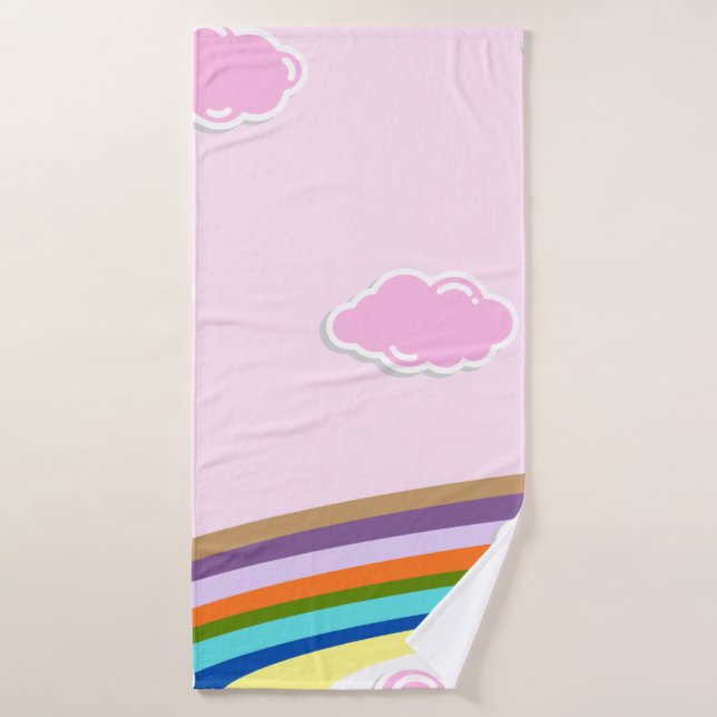 cielos de algodón de azúcar rosa con arcoíris (Toalla de baño)