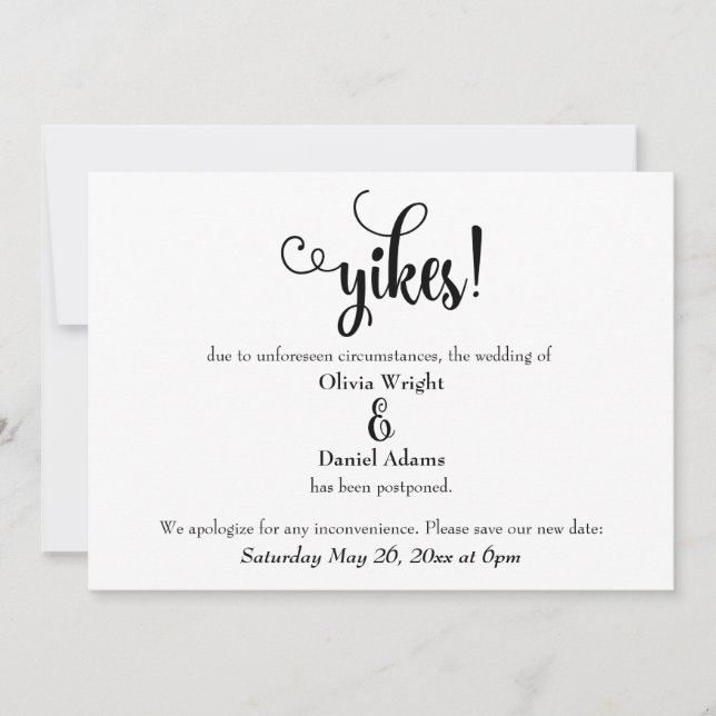 "¡Cielos!" Invitación Boda pospuesta humorística (Anverso)