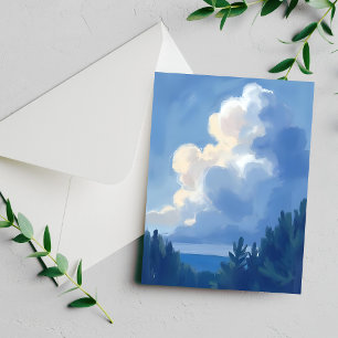 Cielos Nublados   Tarjeta de Pintura de Acuarela d