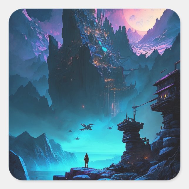 Ciencia ficción Pegatina de Plaza Futurista de Ciu (Anverso)