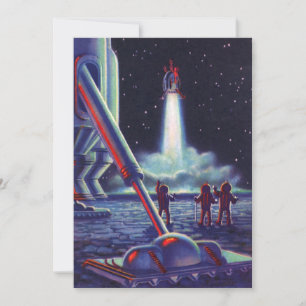 Ciencia ficción vintage Alienígenas Ola a Cohete