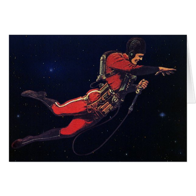 Ciencia ficción vintage astronauta en el espacio e (Anverso (Horizontal))