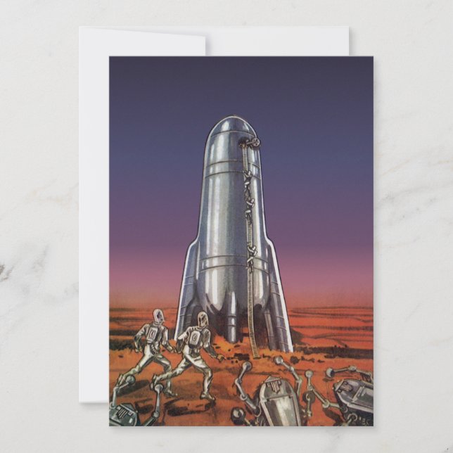 Ciencia ficción vintage, astronautas alienígenas e (Anverso)