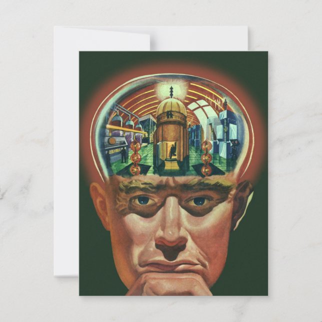 Ciencia ficción vintage, cerebro extranjero en lab (Anverso)
