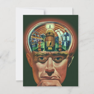 Ciencia ficción vintage, cerebro extranjero en lab