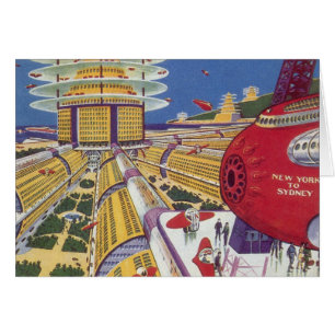 Ciencia ficción vintage, ciudad futurista de Nueva