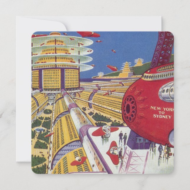 Ciencia ficción vintage, ciudad futurista de Nueva (Anverso)