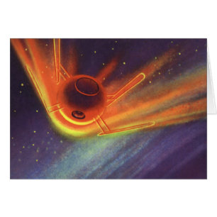 Ciencia ficción vintage, cohete brillante en el es