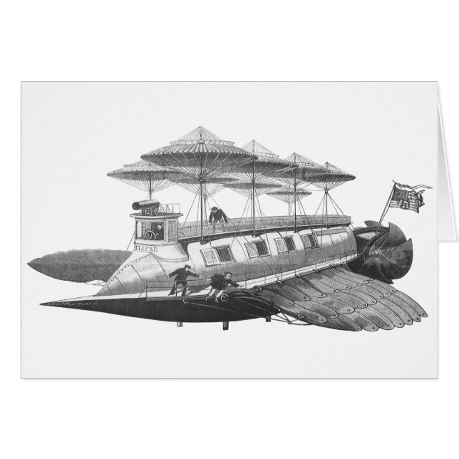 Ciencia Ficción Vintage Eclipse de Dirigible Steam (Anverso (Horizontal))