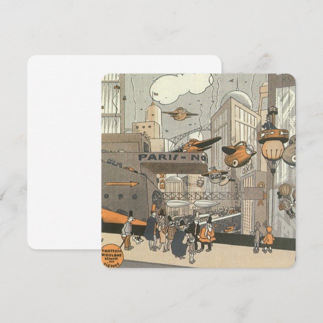 Ciencia Ficción Vintage, París, Francia Invitación (Anverso / Reverso)