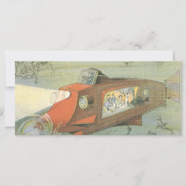 Ciencia vintage ficción submarino Steampunk en el  (Anverso)