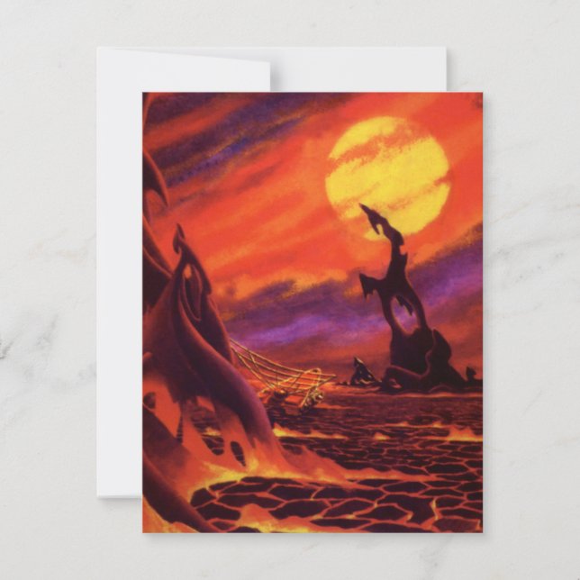 Ciencia vintage Ficción Volcán Planeta con Lava Ro (Anverso)