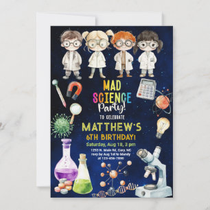 Científico, invitación de cumpleaños de Ciencia Lo