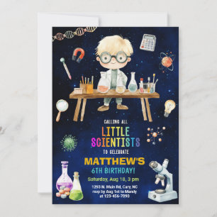 Científico, invitación de cumpleaños de Ciencia Lo