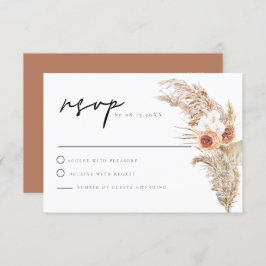 CIERA Boho Terracotta Floral Pampas RSVP Tarjeta