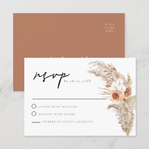 CIERA Boho Terracotta Floral Pampas RSVP Tarjeta