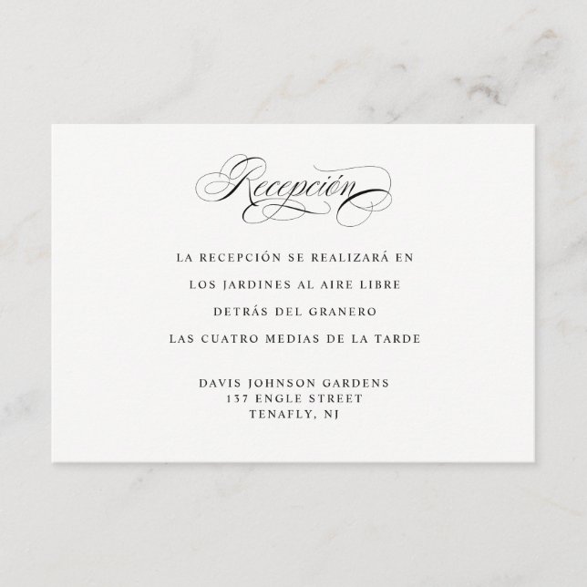 Cierre de recepción y direcciones en idioma españo (Anverso)