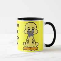 ¡CIERRE EL PATO! amarillee la taza de cerámica del
