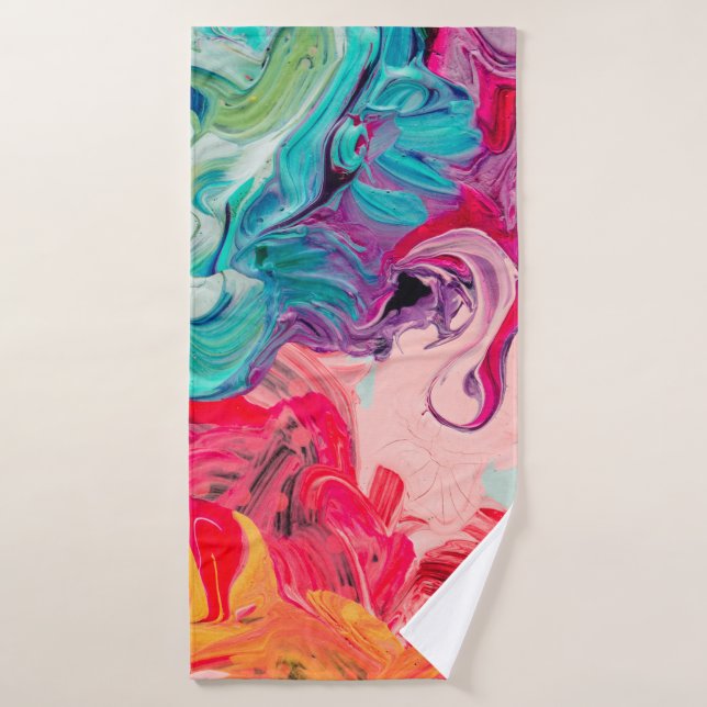 cierre macro de pintura de aceite de color diferen (Toalla de baño)