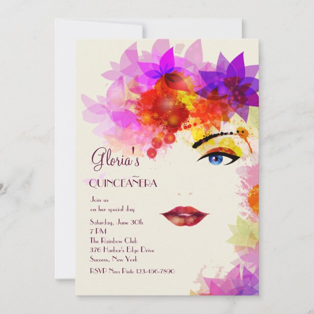 Cierta invitación de Quinceanera del vistazo (Anverso)