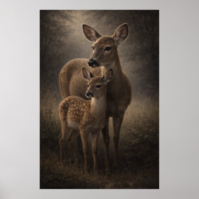 Cierva y cervatillo | Arte de fauna de ciervos | P (Frente)