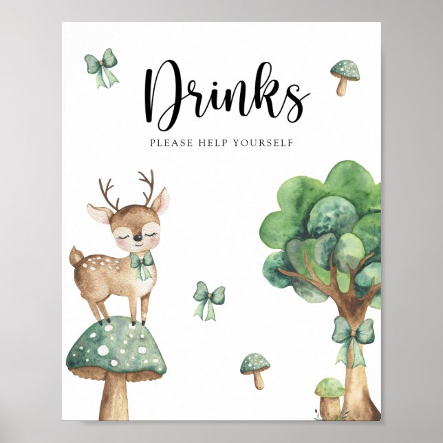 Ciervo acuarela - Bebidas sírvete tú mismo Póster (Frente)