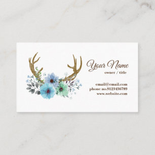 ciervo antler, flor tarjeta de visita