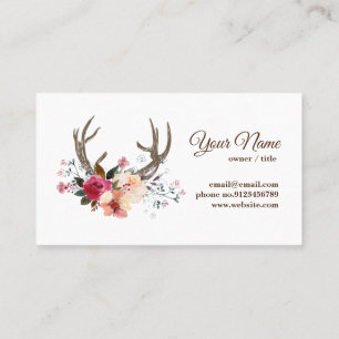 ciervo antler, flor tarjeta de visita