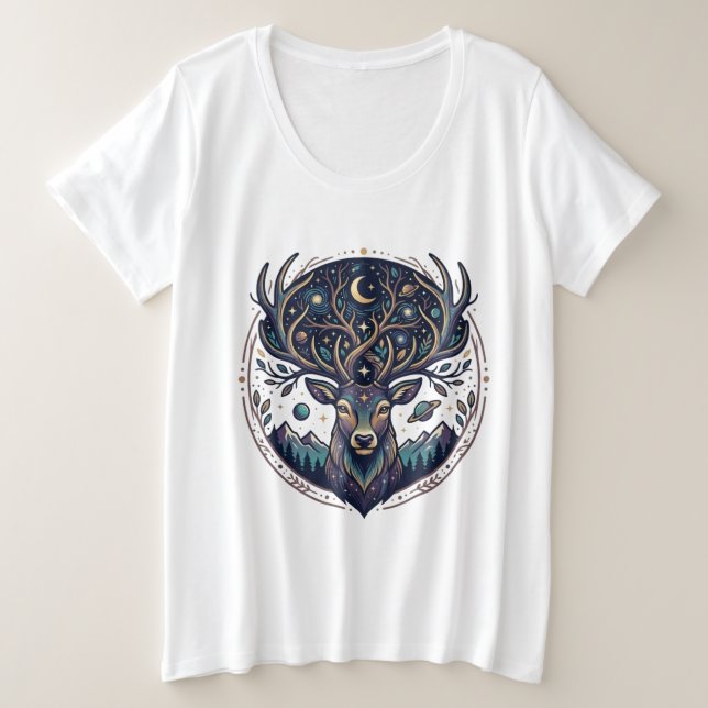 Ciervo Celestial Arte Místico de Luna y Estrellas (Anverso del diseño)