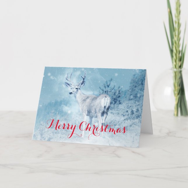 Ciervo de Invierno con Pinares Feliz Navidad (Anverso)