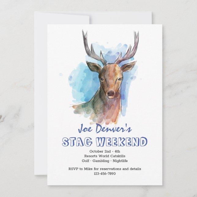 Ciervo en Aquarela Invitación (Anverso)