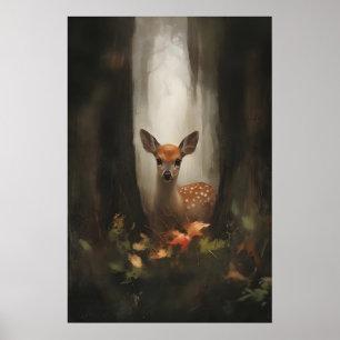 Ciervo en bosque ligero Impresión de arte de cierv