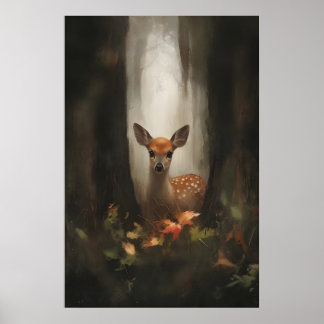 Ciervo en bosque ligero Impresión de arte de cierv