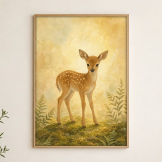 Ciervo en el Claro Aquarela Póster Caprichoso