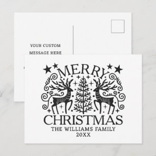 Ciervo escandinavo Navidad alegre negro y blanco
