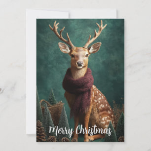 Ciervo Festivo con Bufanda Roja Arte de Navidad
