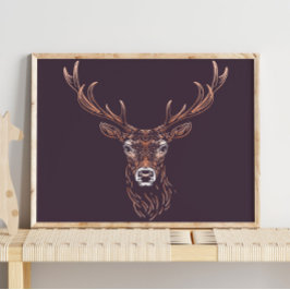 Ciervo | Impresión de pared de animal de bosque Ci