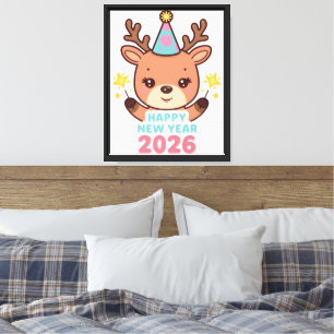 ciervo lindo feliz año nuevo lienzo 2026