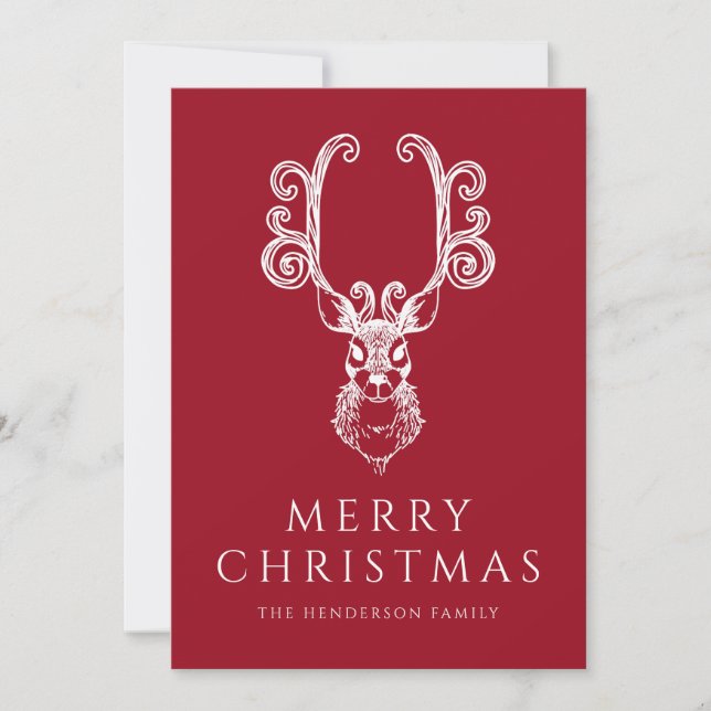 Ciervo Rojo Festivo Feliz Navidad (Anverso)