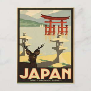 Ciervo Sika Vintage Japón, Postal de viaje de la p