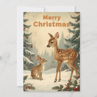 Ciervo y conejo vintage de Navidad