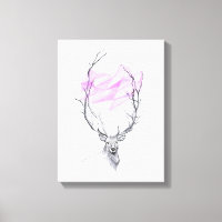 Ciervo y corazón geométrico rosa dibujo Arte anima